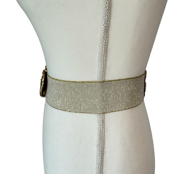 LILLY PULITZER Belt XS/S Elastic Stretch Large Gold Braided Decorative Buckle - Picture 4 of 11